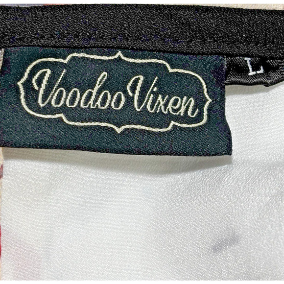 Voodoo Vixen Sleeveless Dress Fit & Flare size L Sundress Cut Out Novelty Print - Picture 11 of 12